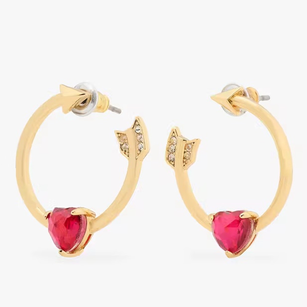 Kate Spade Lovestruck Heart and Arrow Hoops